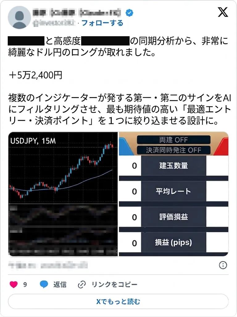 ドル円の買いの事例として掲載されている投稿画像