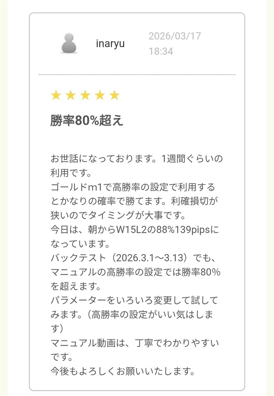レビュー「勝率80%超え」の掲載画像