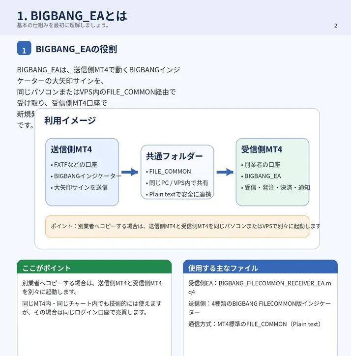 マニュアルの「BIGBANG_EAとは」。役割と使用する主なファイル
