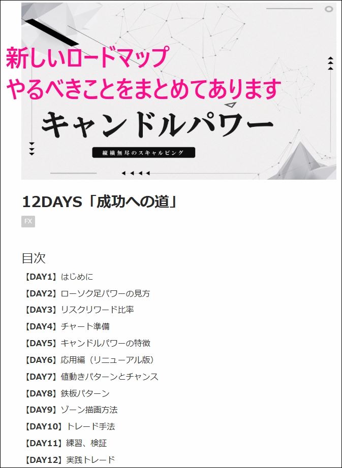 やることをまとめた新しいロードマップ「12DAYS 成功への道」