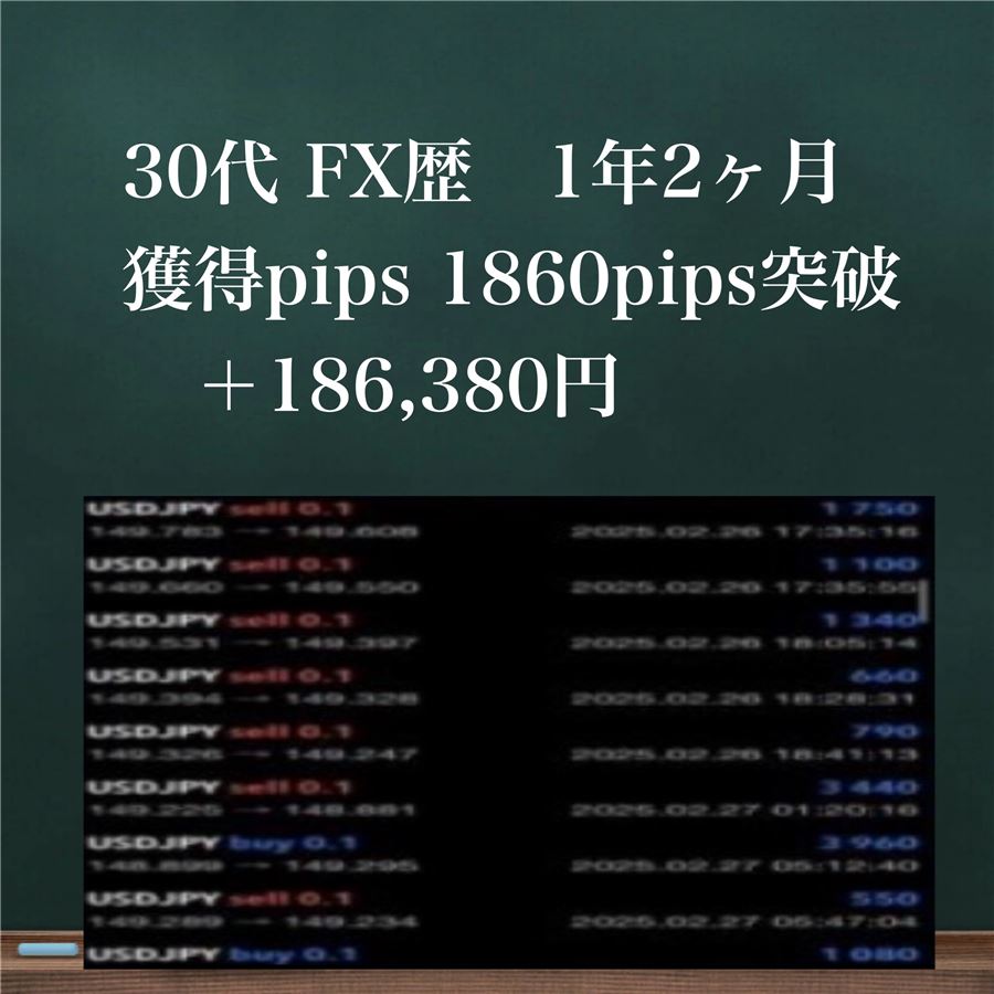 30代・FX歴1年2か月の参加者の例。0.1ロットのドル円の取引履歴