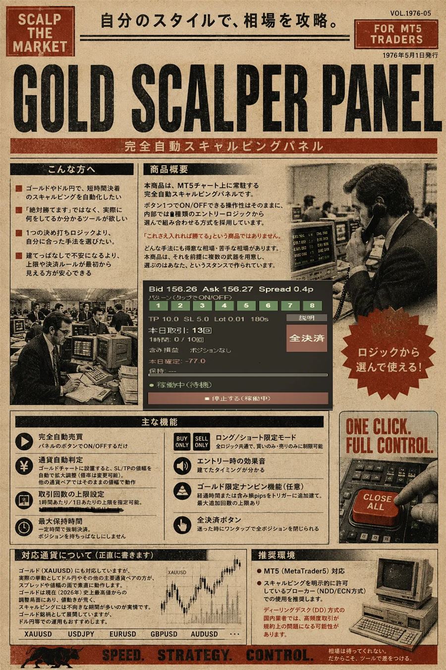 商品概要・主な機能・対応通貨・推奨環境をまとめた紹介画像