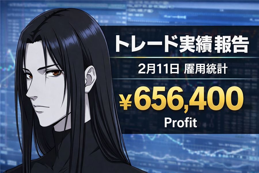 2月11日の雇用統計でのトレード実績報告（656,400円）