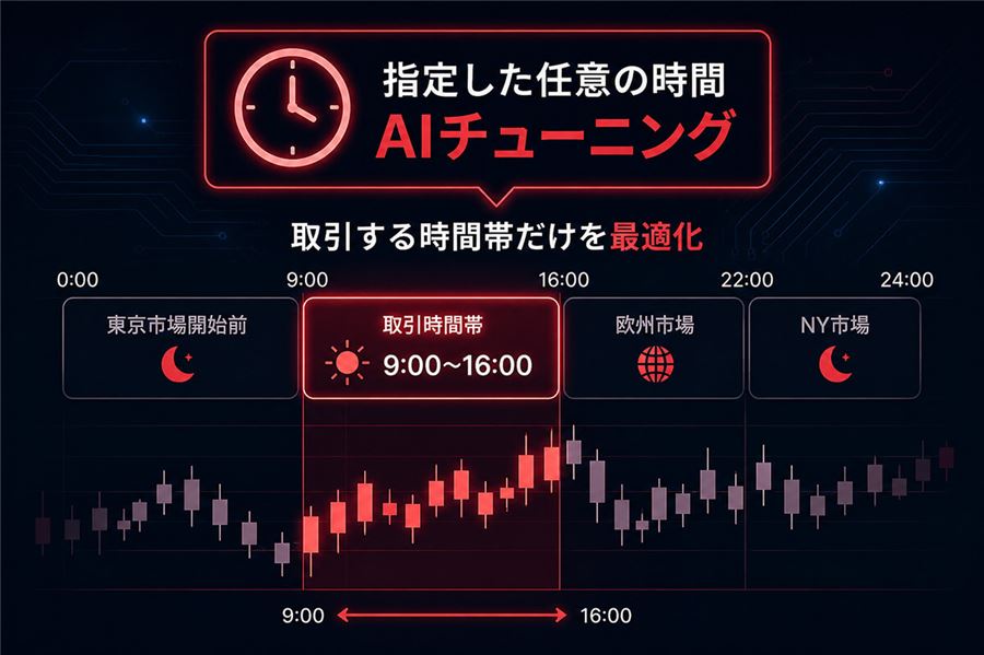 取引する時間帯だけに絞ってAIチューニングするイメージ