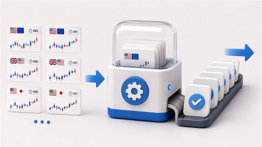 複数の通貨ペア×時間足を一括でキューに入れる「まとめて探索」