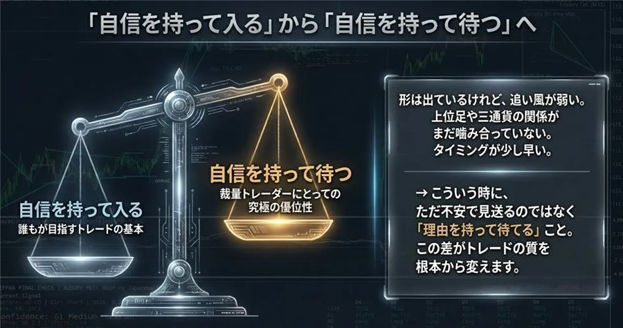 「自信を持って入る」から「自信を持って待つ」へ。見送る理由を持つことを重視する考え方