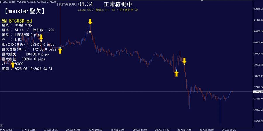 ビットコイン5分足の例