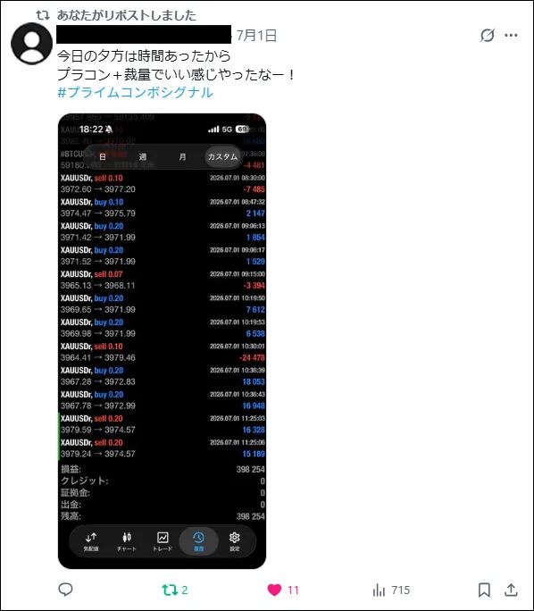 ユーザーの投稿（スマホの取引履歴）