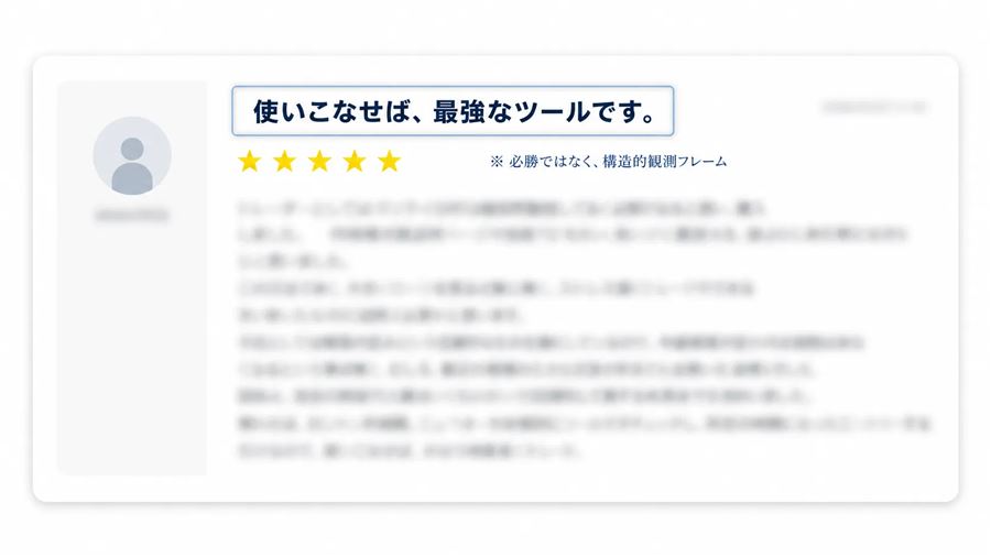 教材のきっかけになったレビュー「使いこなせば、最強なツールです。」の紹介画像