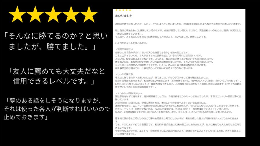 販売ページに掲載されている利用者の声