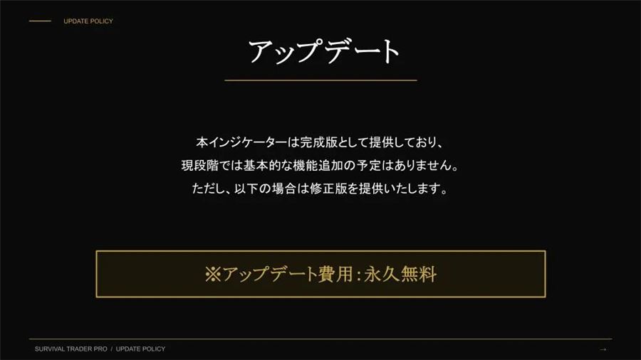 アップデートの方針。完成版として提供し、アップデート費用は永久無料