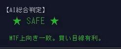 AI総合判定「SAFE」(MTF上向き一致・買い目線有利)